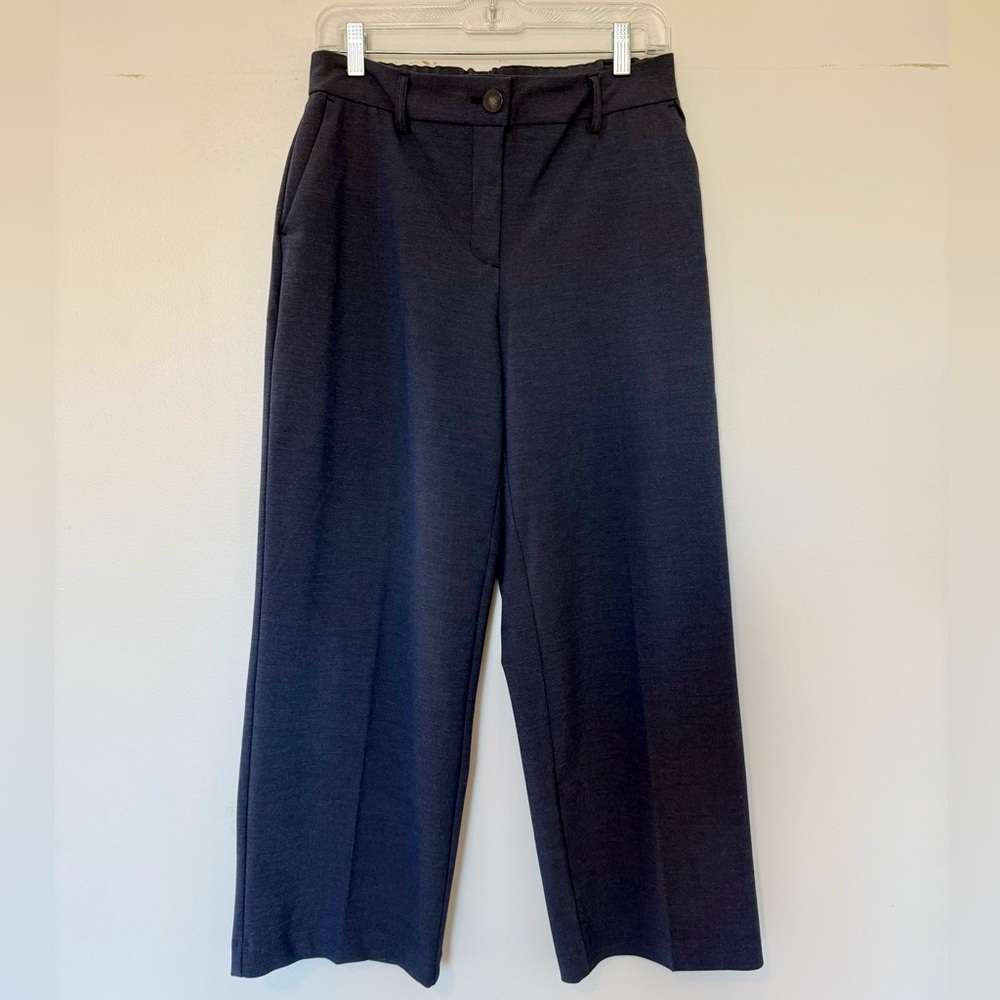 Rachel Zoe Wide Leg Navy  Cropped Trouser Pants Size 6 High Rise Workwear Career